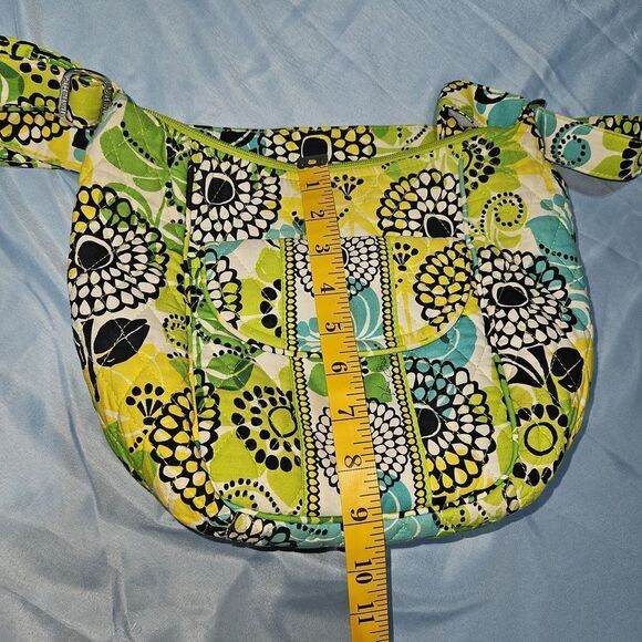 Vera Bradley Limes Up Quilted Floral Pattern Boho Crossbody Saddle Bag - Picture 11 of 12